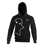 Go Ghost black hoodie with ghost icon across body and logo across chest