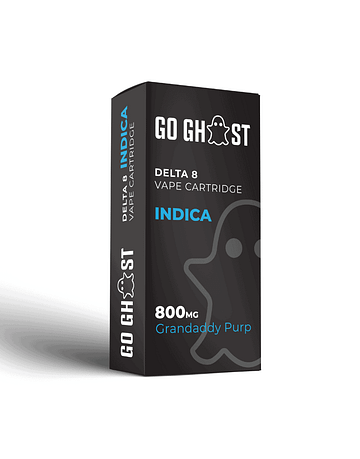 Go Ghost Delta 8 Vape Cartridge Indica 800MG Front of Box